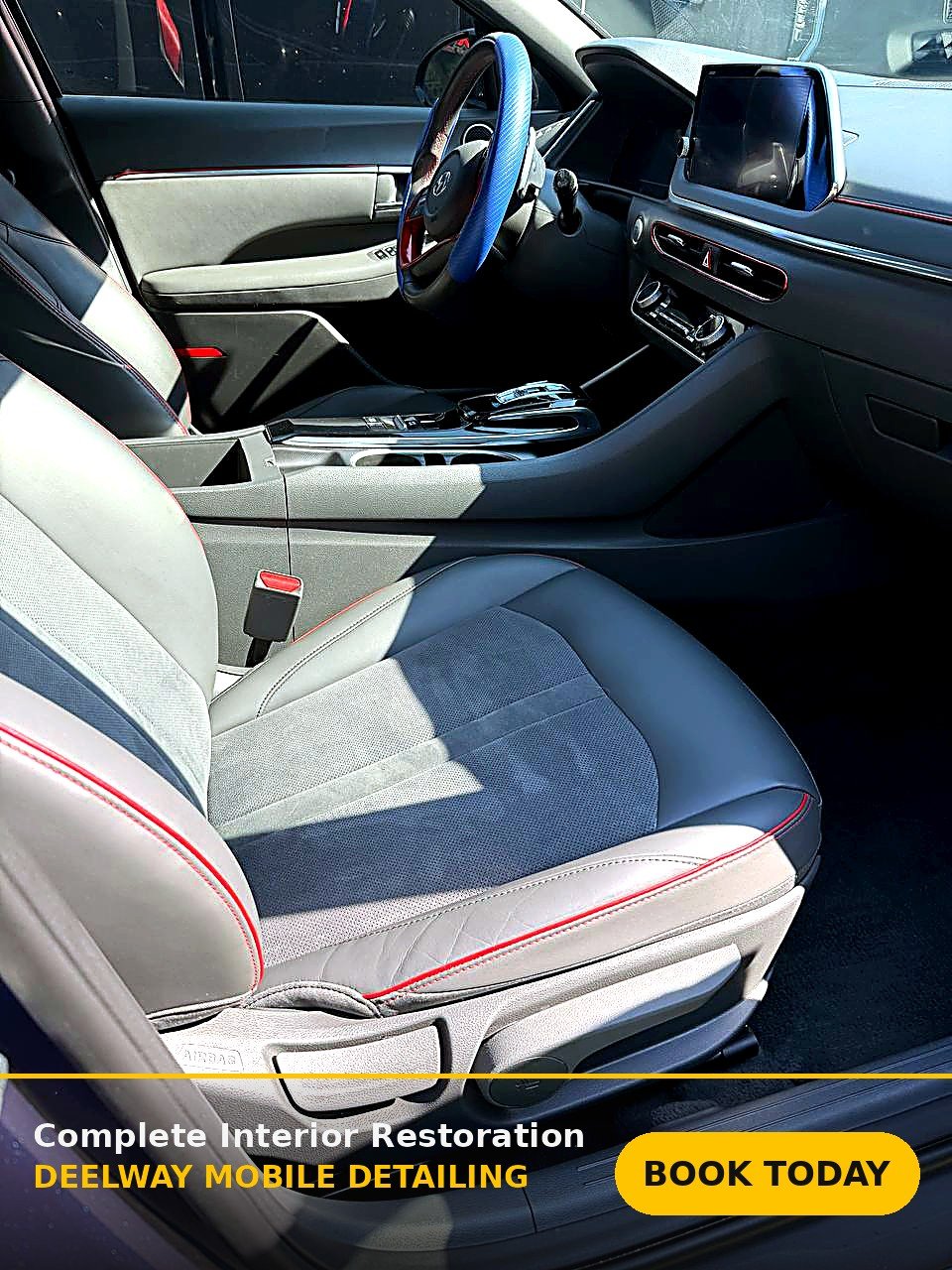 A vehicle interior detailed by the Nexo Cleaning Services mobile detailing team