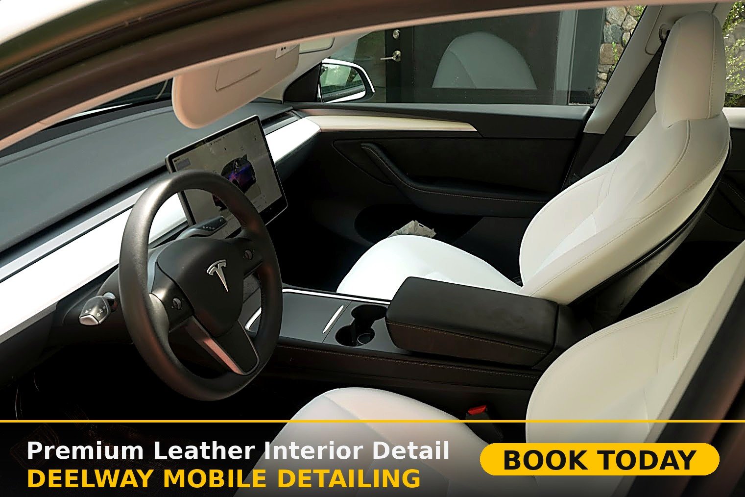 Vehicle leather seats conditioned by the Nexo Cleaning Services mobile detailing team