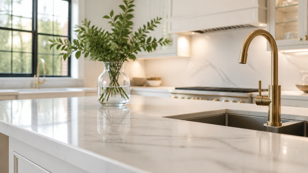 Spotless modern kitchen after deep cleaning