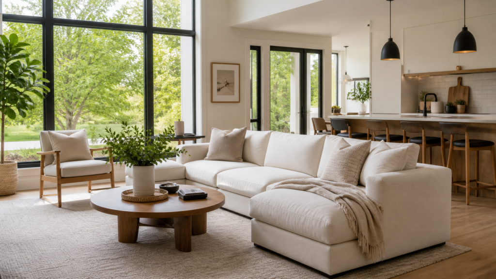 Bright professionally cleaned modern living room