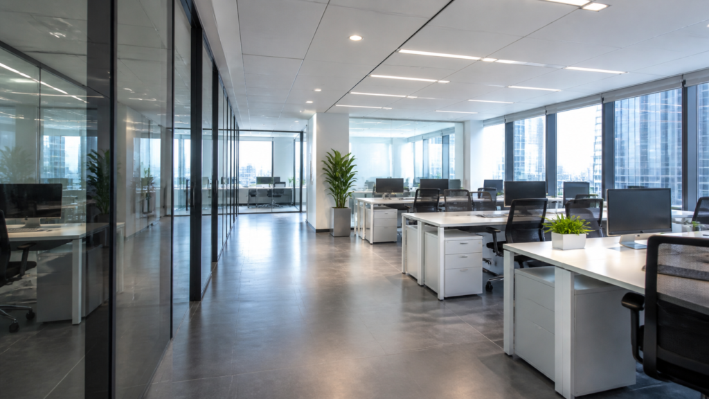Bright professionally cleaned modern office